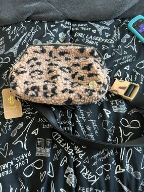 Simply Southern Pink and Black Leopard Faux Fur Crossbody